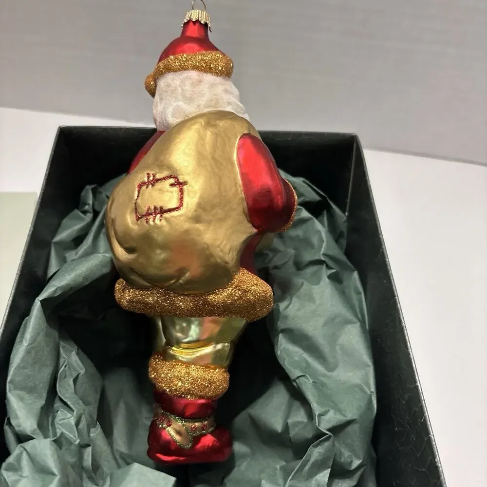 Vintage Krebs Lauscha Germany Glass Glitter Santa Christmas Ornament 8